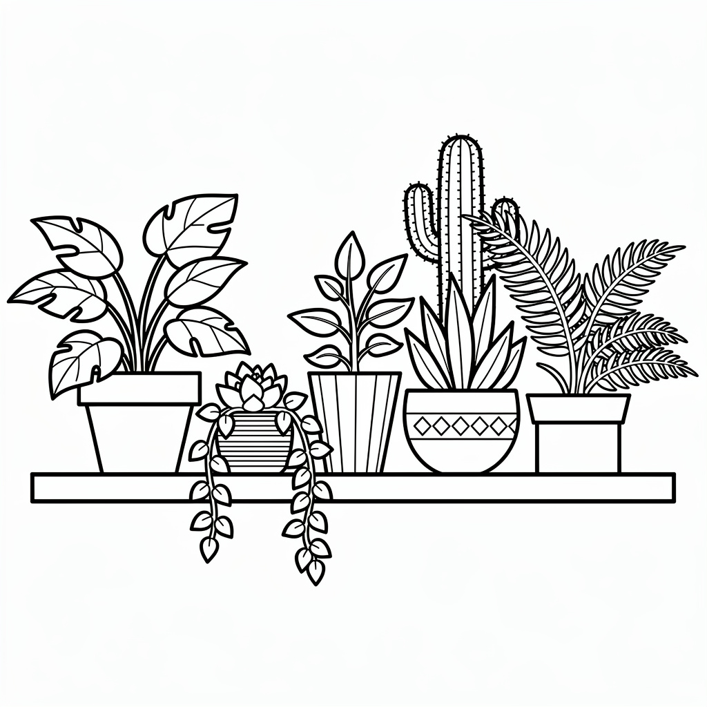 観葉植物のぬりえ