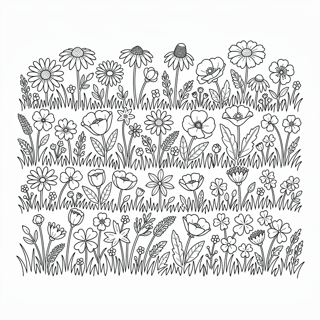 野の花のぬりえ