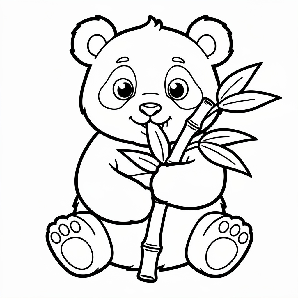 パンダのぬりえ（かんたん）