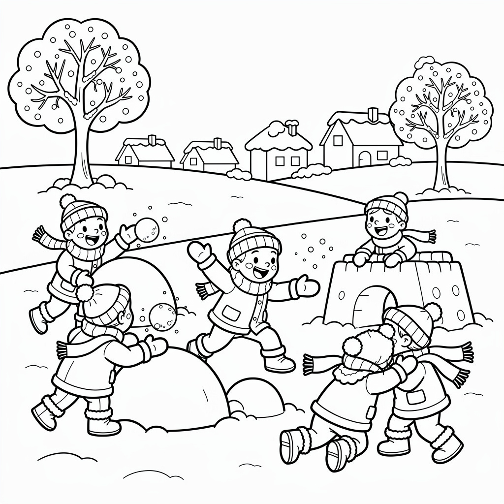雪合戦のぬりえ