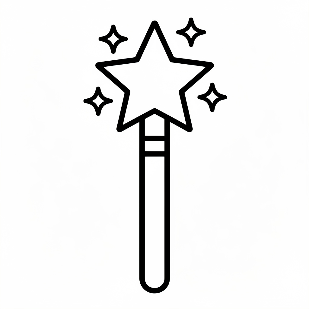 魔法の杖のぬりえ（かんたん）