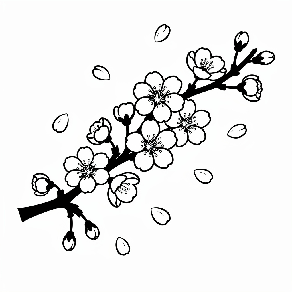 桜の花びらのぬりえ