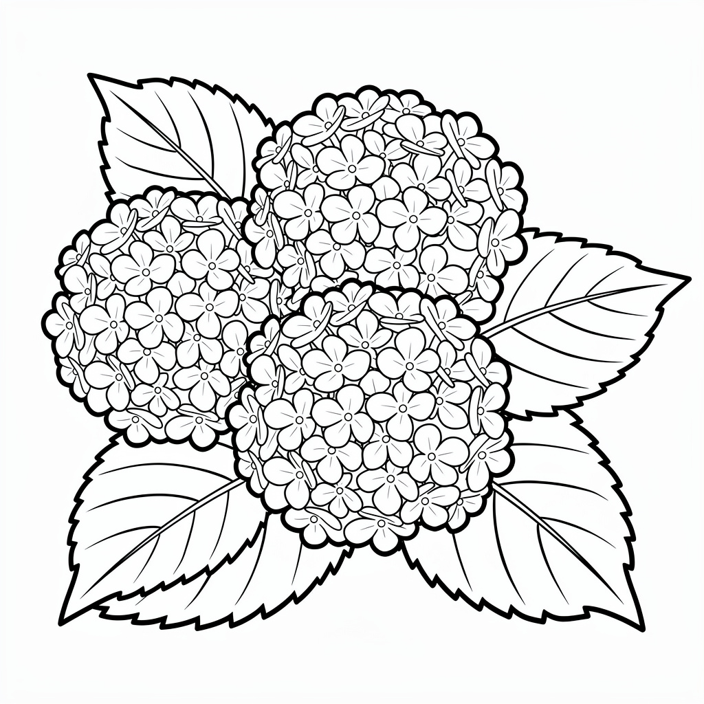 紫陽花のぬりえ