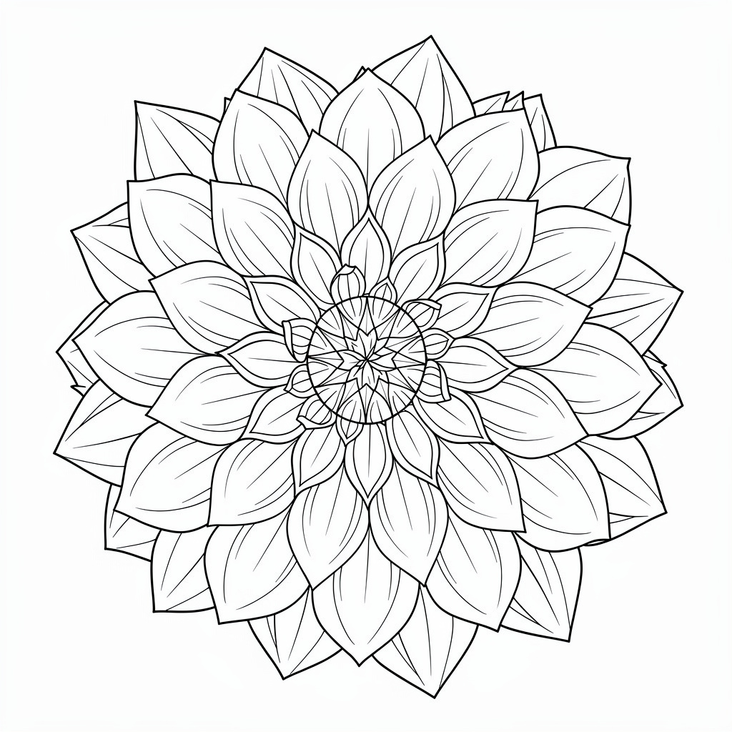 ダリアのぬりえ（むずかしい）