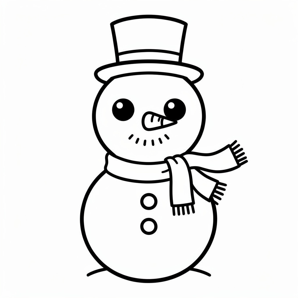 シンプルな雪だるまのぬりえ