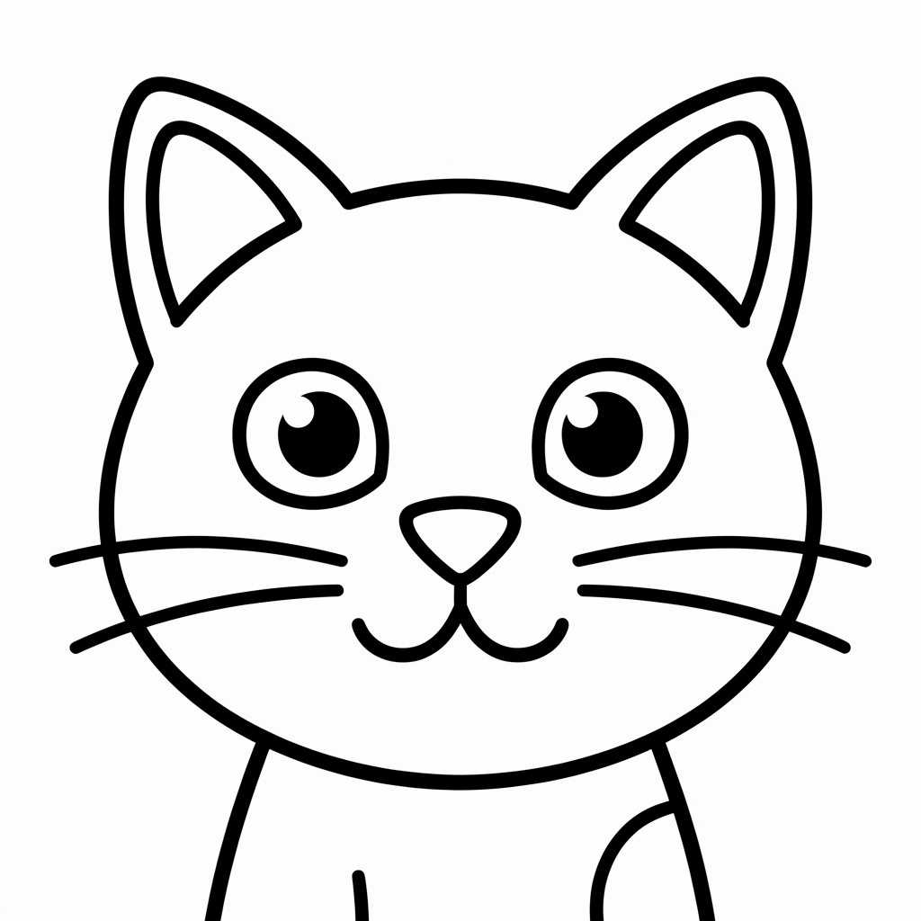 シンプルな猫の顔のぬりえ