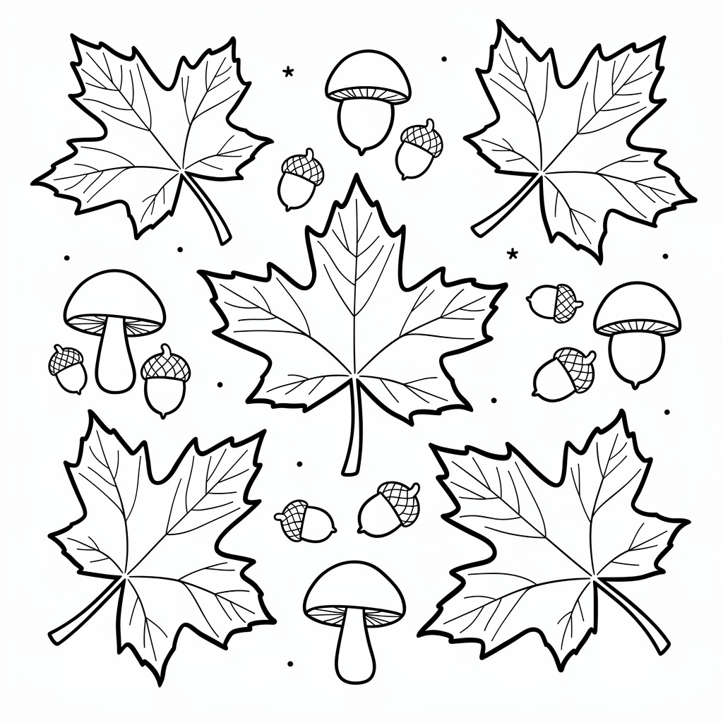 秋・紅葉のぬりえ