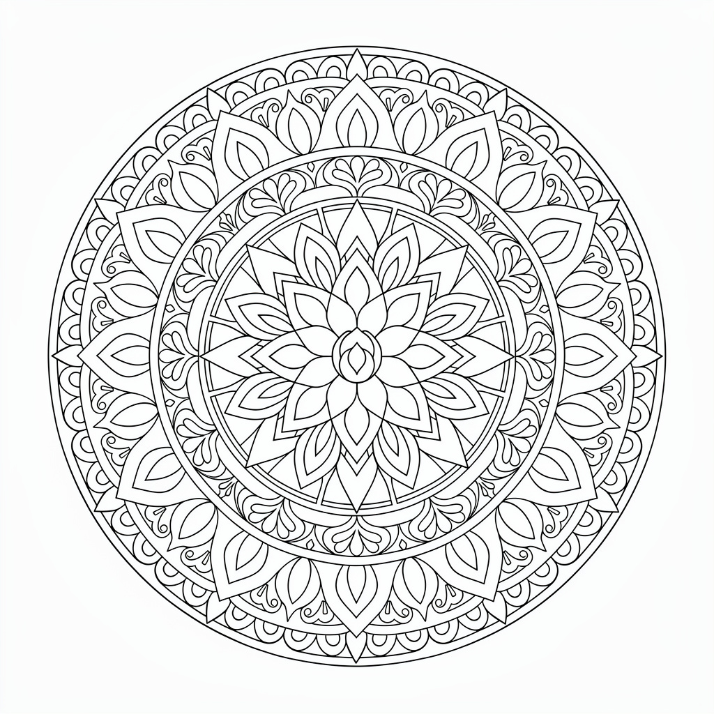 蓮の花マンダラのぬりえ