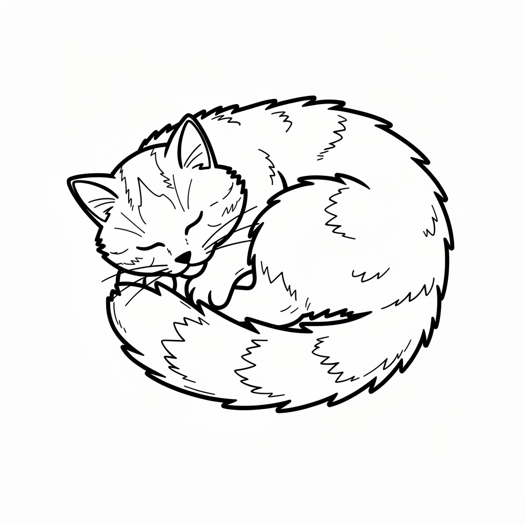 眠る猫のぬりえ