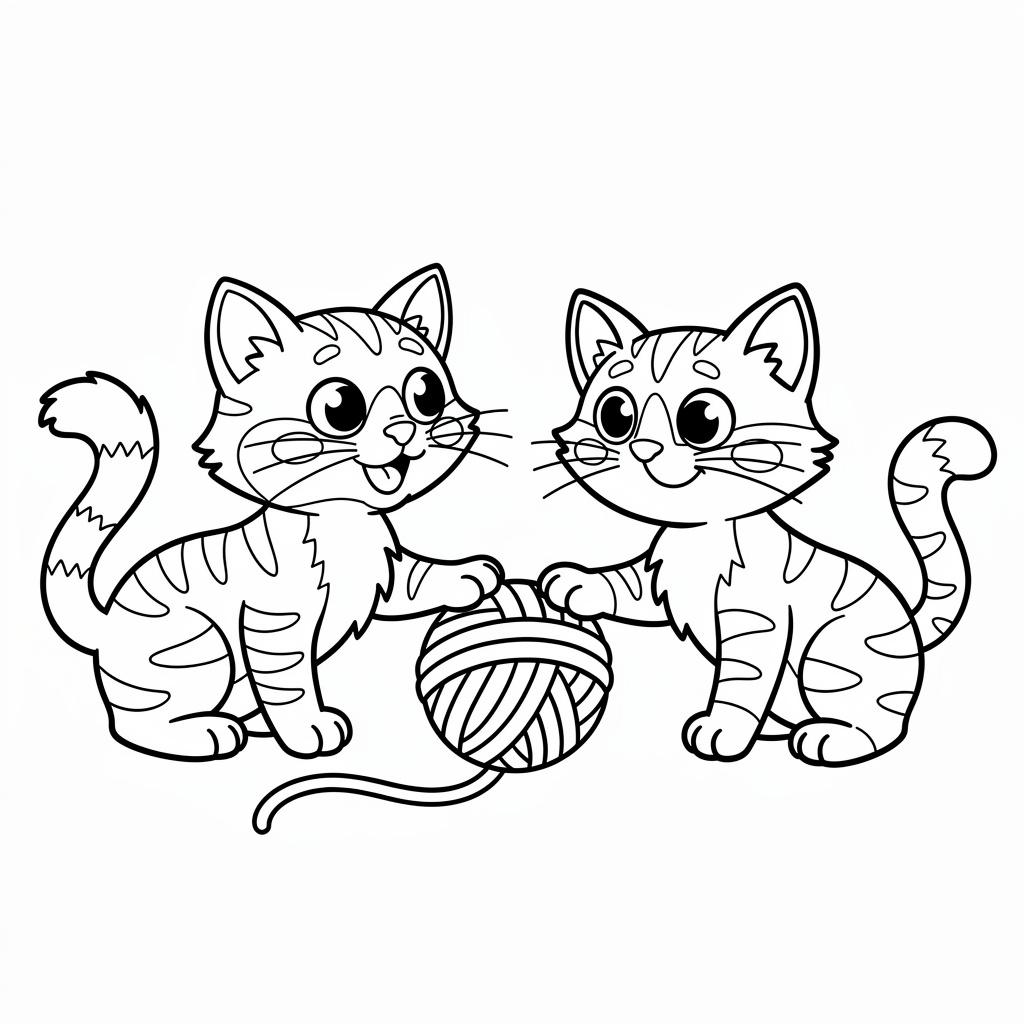 猫と毛糸のぬりえ