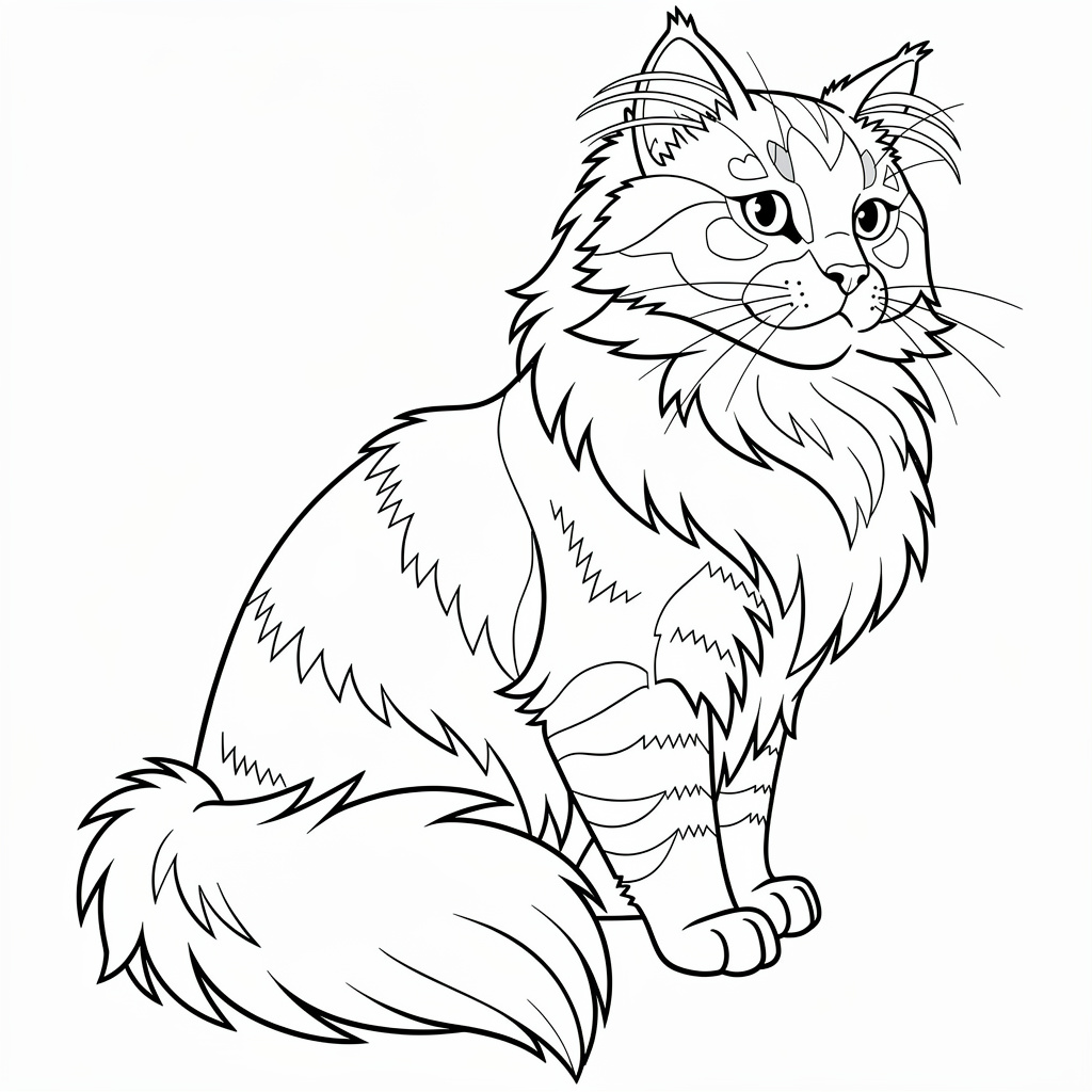ペルシャ猫のぬりえ