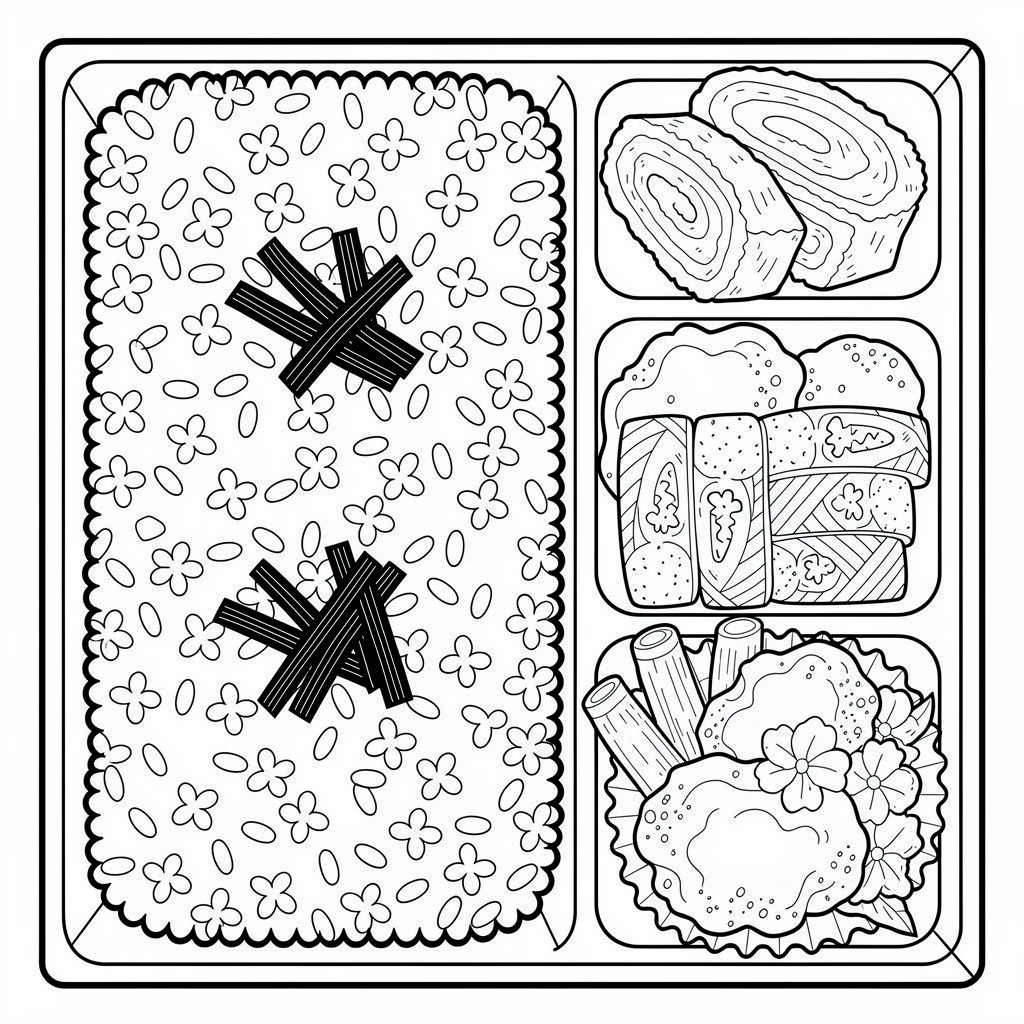 お弁当のぬりえ