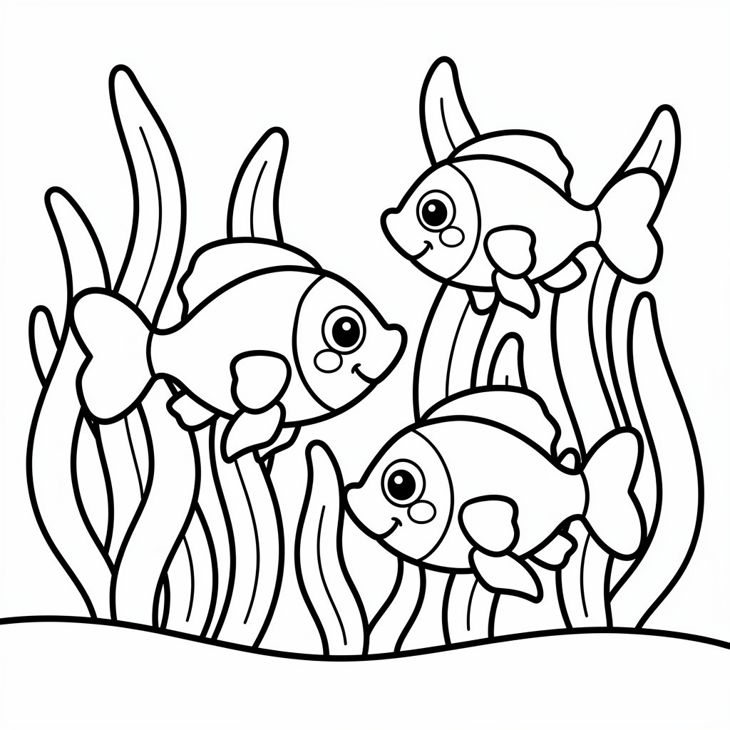 海・魚のぬりえ