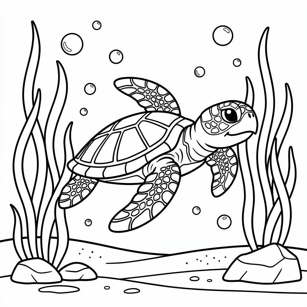 ウミガメのぬりえ