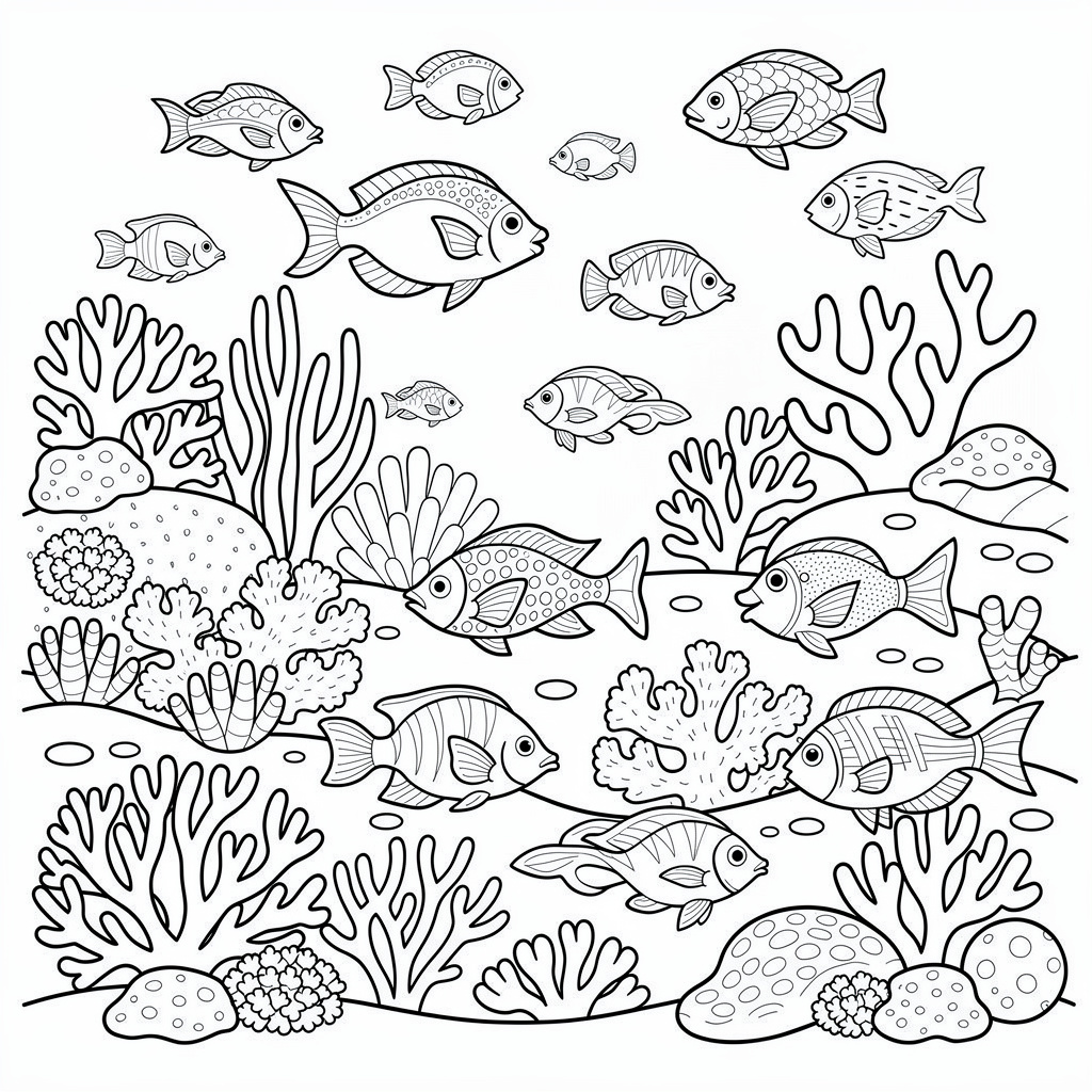 サンゴ礁のぬりえ