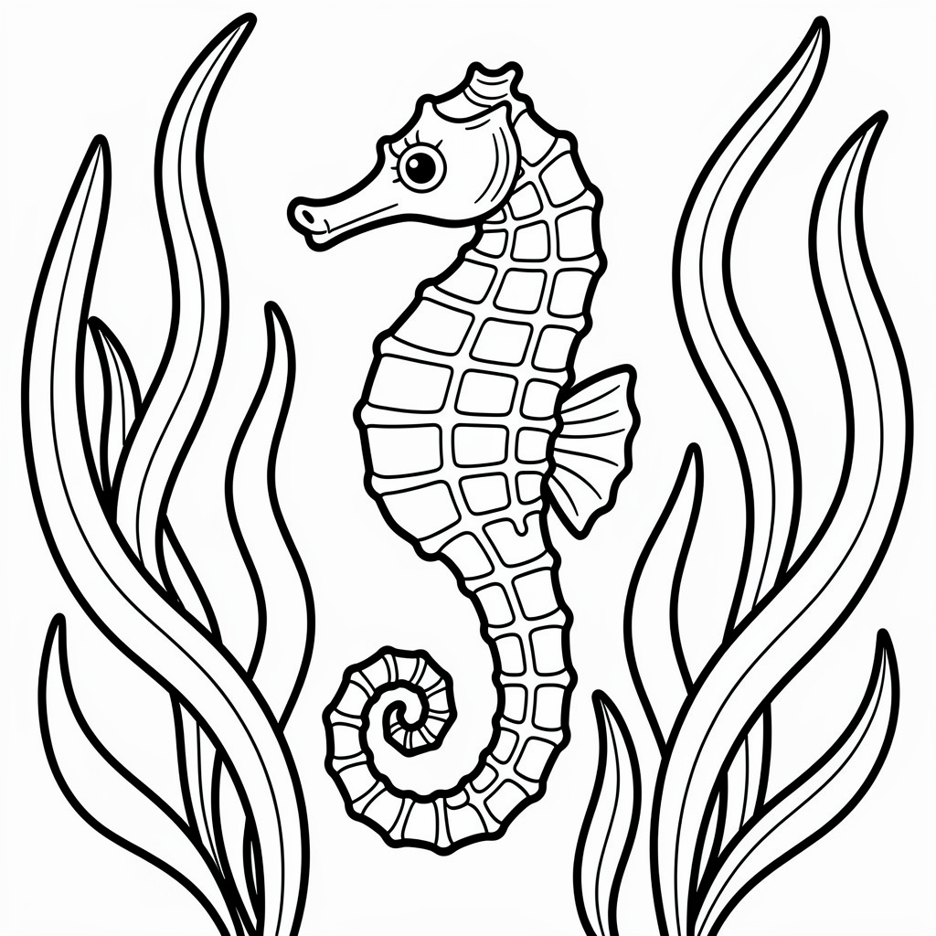 タツノオトシゴのぬりえ