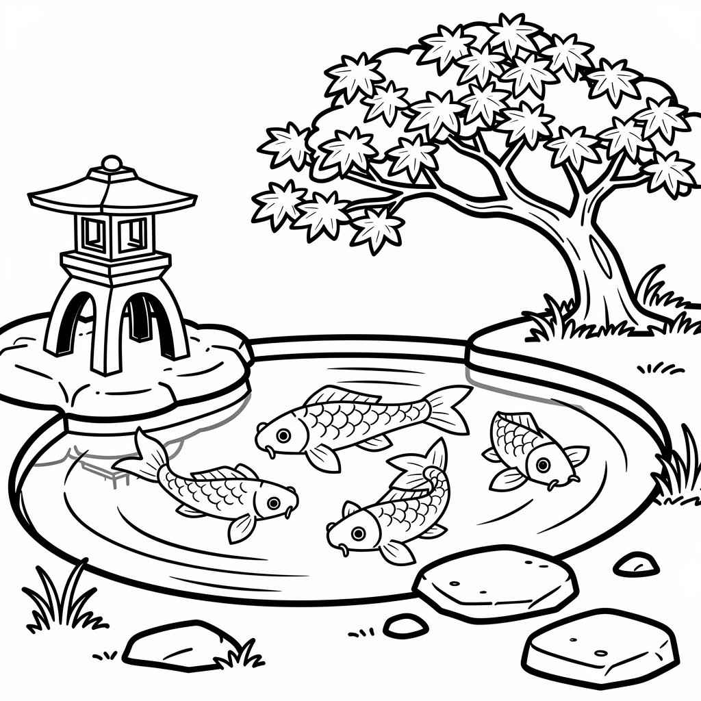 日本庭園のぬりえ