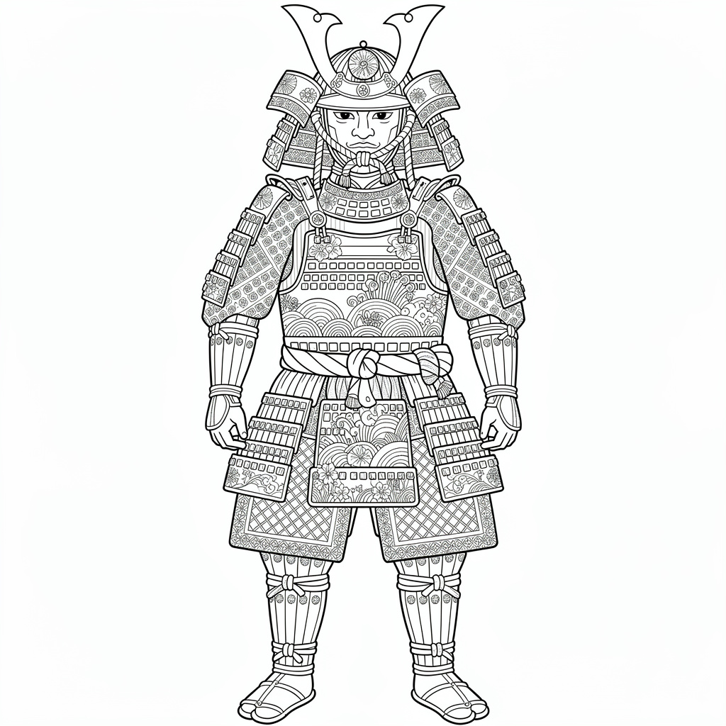 甲冑・鎧のぬりえ（むずかしい）